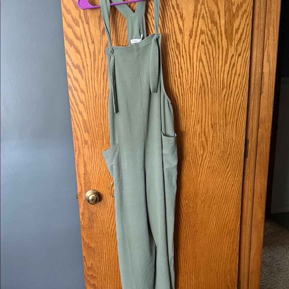Women’s Sage Green Utility Jumpsuit with Pockets